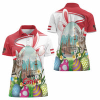 Happy Easter Austria Women Polo Shirt Easter Eggs With St. Stephen's Cathedral