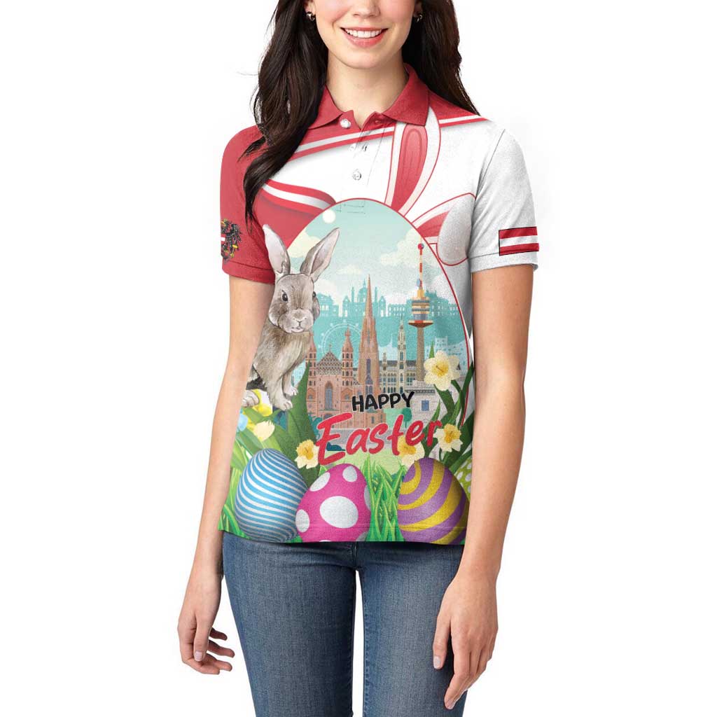 Happy Easter Austria Women Polo Shirt Easter Eggs With St. Stephen's Cathedral