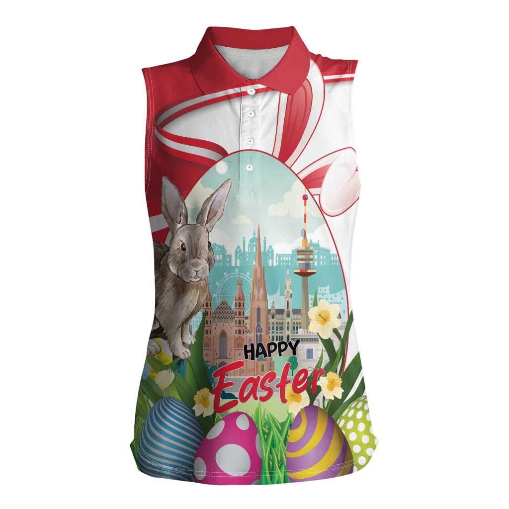 Happy Easter Austria Women Sleeveless Polo Shirt Easter Eggs With St. Stephen's Cathedral