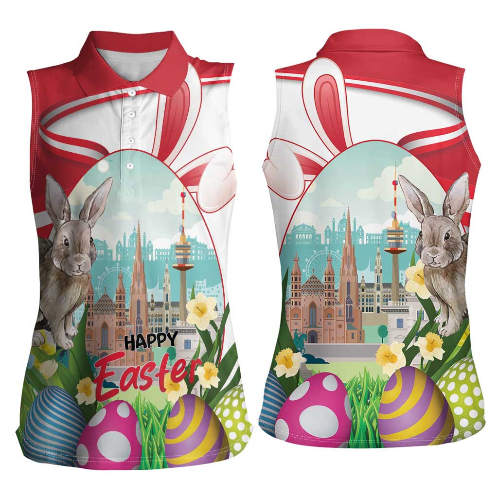 Happy Easter Austria Women Sleeveless Polo Shirt Easter Eggs With St. Stephen's Cathedral