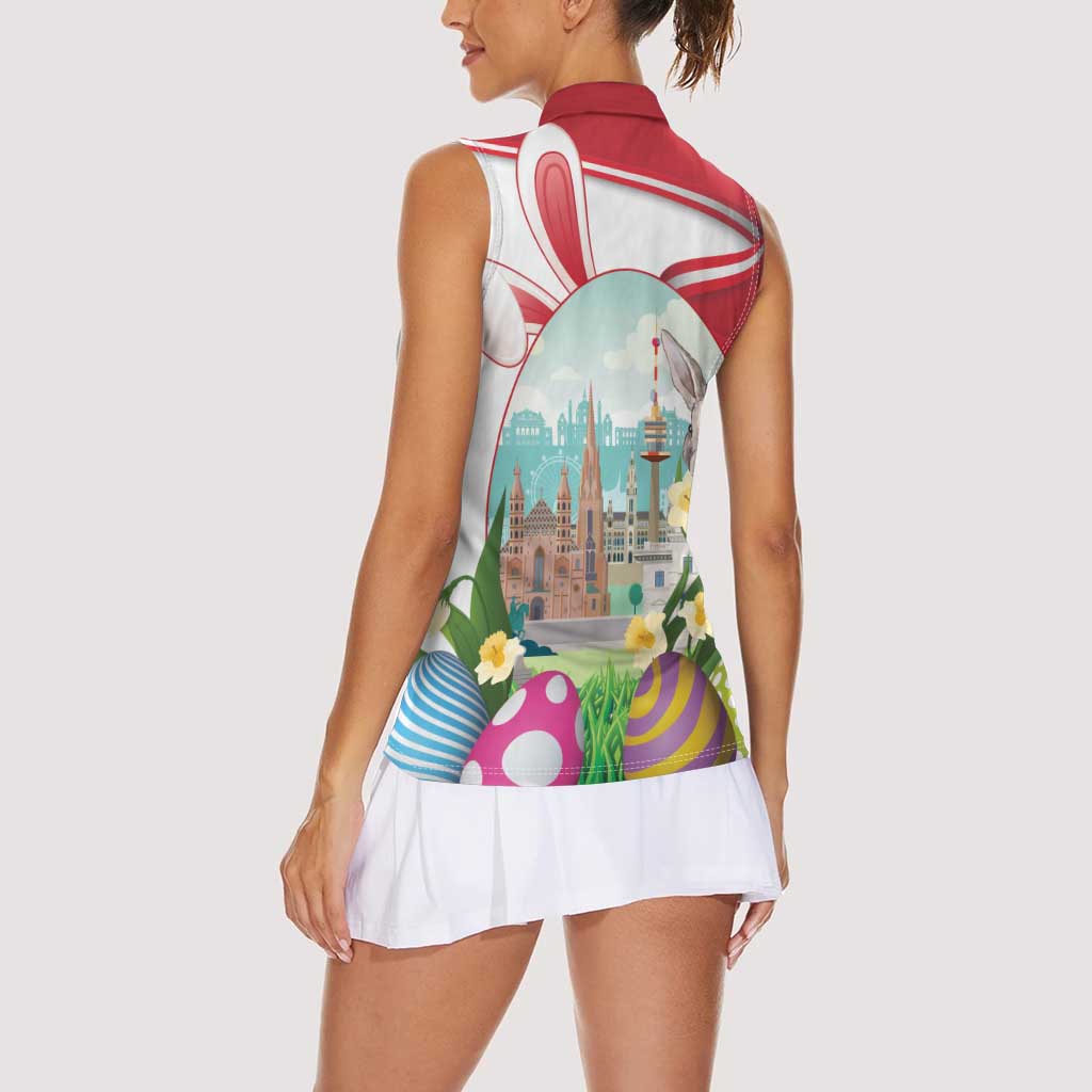 Happy Easter Austria Women Sleeveless Polo Shirt Easter Eggs With St. Stephen's Cathedral