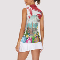Happy Easter Austria Women Sleeveless Polo Shirt Easter Eggs With St. Stephen's Cathedral