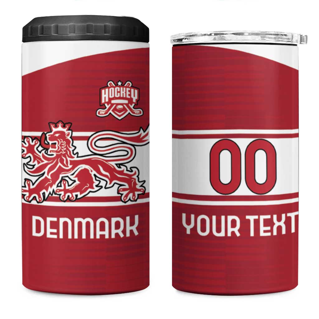Custom Denmark Hockey 4 in 1 Can Cooler Tumbler Danish Lions