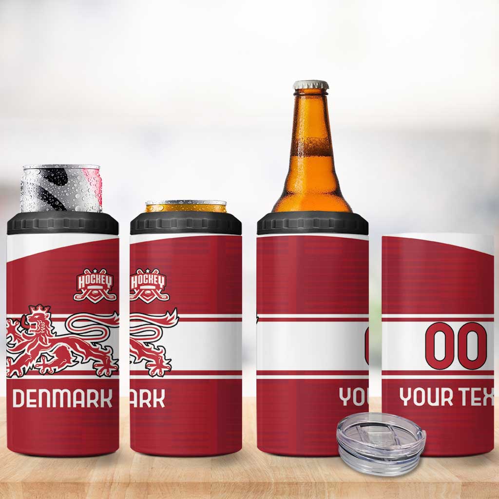 Custom Denmark Hockey 4 in 1 Can Cooler Tumbler Danish Lions