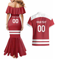 Custom Denmark Hockey Couples Matching Mermaid Dress and Hawaiian Shirt Danish Lions