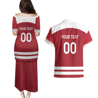 Custom Denmark Hockey Couples Matching Puletasi and Hawaiian Shirt Danish Lions