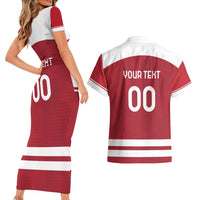 Custom Denmark Hockey Couples Matching Short Sleeve Bodycon Dress and Hawaiian Shirt Danish Lions