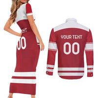 Custom Denmark Hockey Couples Matching Short Sleeve Bodycon Dress and Long Sleeve Button Shirt Danish Lions