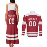 Custom Denmark Hockey Couples Matching Tank Maxi Dress and Long Sleeve Button Shirt Danish Lions
