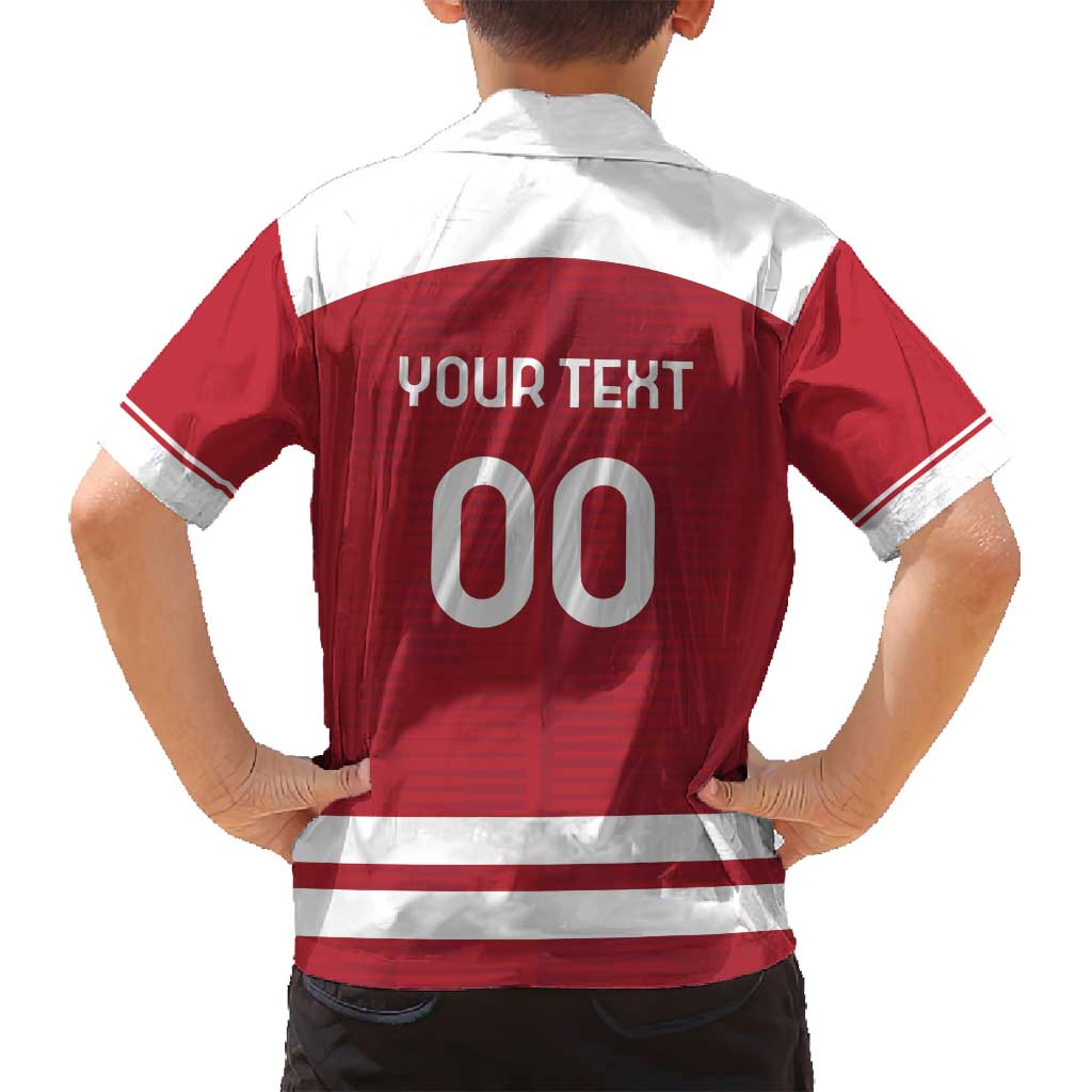 Custom Denmark Hockey Family Matching Long Sleeve Bodycon Dress and Hawaiian Shirt Danish Lions