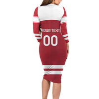 Custom Denmark Hockey Family Matching Long Sleeve Bodycon Dress and Hawaiian Shirt Danish Lions