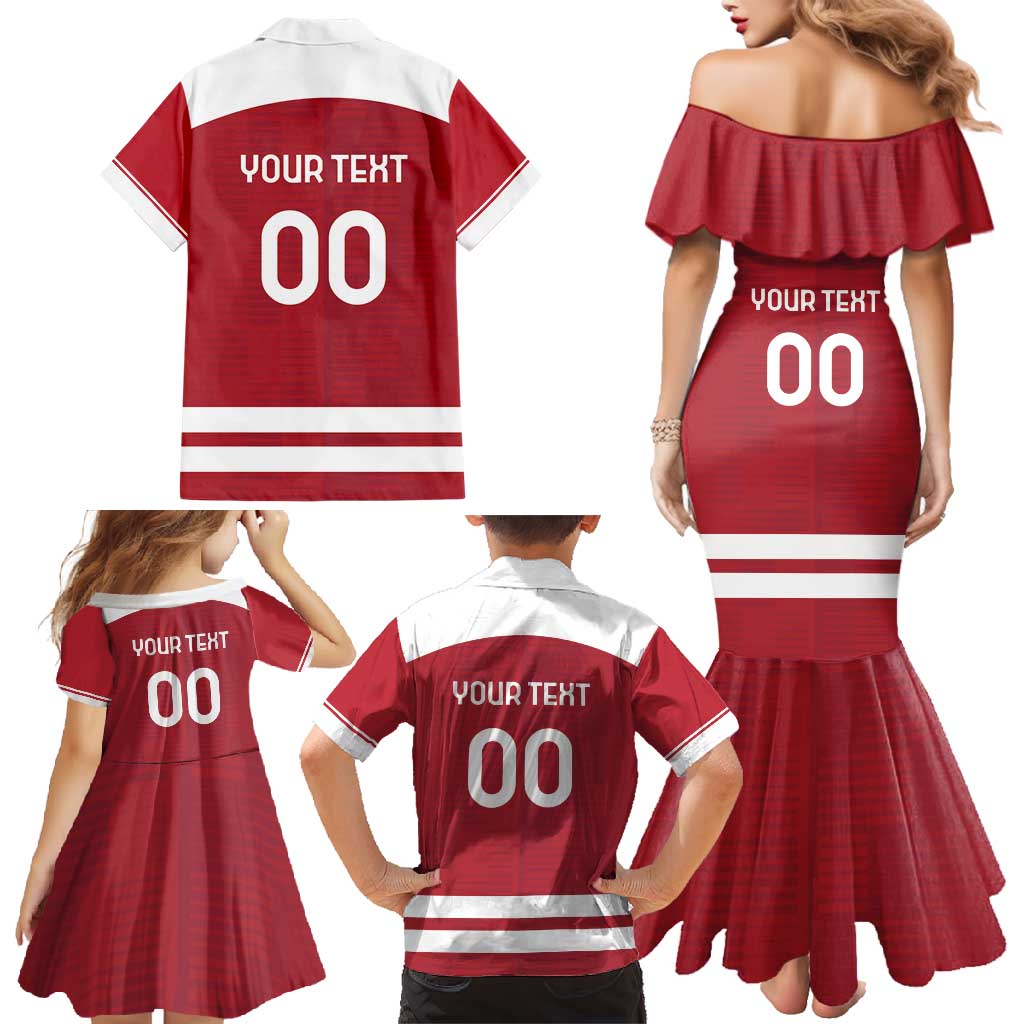 Custom Denmark Hockey Family Matching Mermaid Dress and Hawaiian Shirt Danish Lions