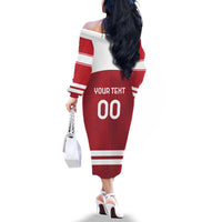 Custom Denmark Hockey Family Matching Off The Shoulder Long Sleeve Dress and Hawaiian Shirt Danish Lions