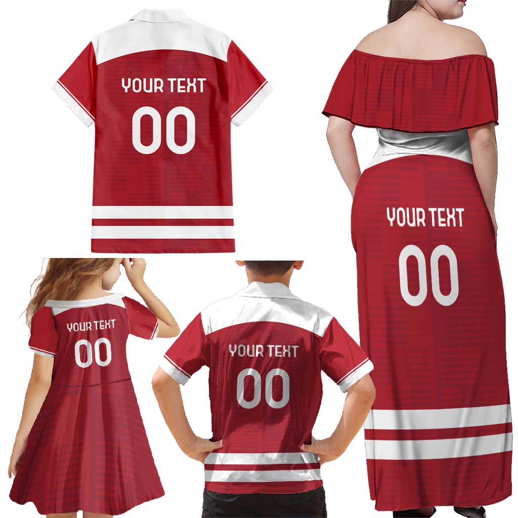 Custom Denmark Hockey Family Matching Off Shoulder Maxi Dress and Hawaiian Shirt Danish Lions