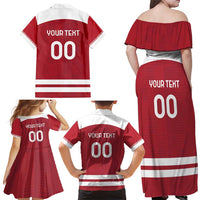 Custom Denmark Hockey Family Matching Off Shoulder Maxi Dress and Hawaiian Shirt Danish Lions