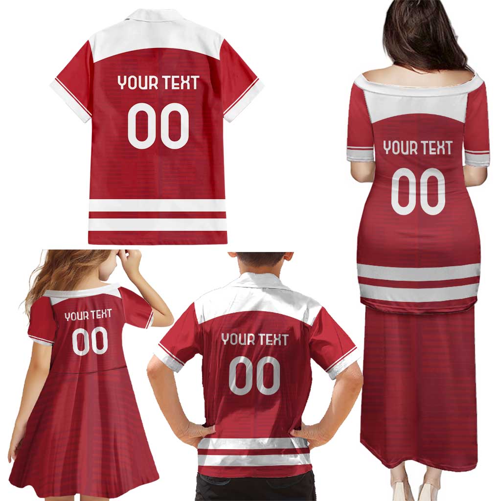 Custom Denmark Hockey Family Matching Puletasi and Hawaiian Shirt Danish Lions