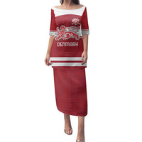 Custom Denmark Hockey Family Matching Puletasi and Hawaiian Shirt Danish Lions