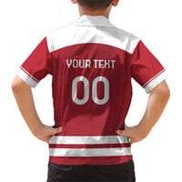 Custom Denmark Hockey Family Matching Short Sleeve Bodycon Dress and Hawaiian Shirt Danish Lions