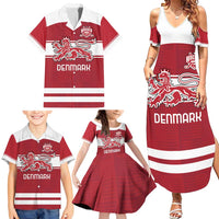 Custom Denmark Hockey Family Matching Summer Maxi Dress and Hawaiian Shirt Danish Lions