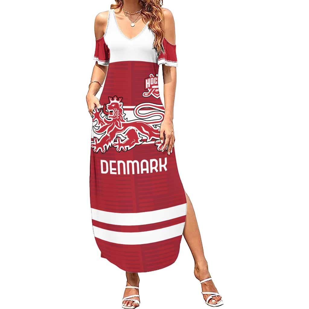 Custom Denmark Hockey Family Matching Summer Maxi Dress and Hawaiian Shirt Danish Lions