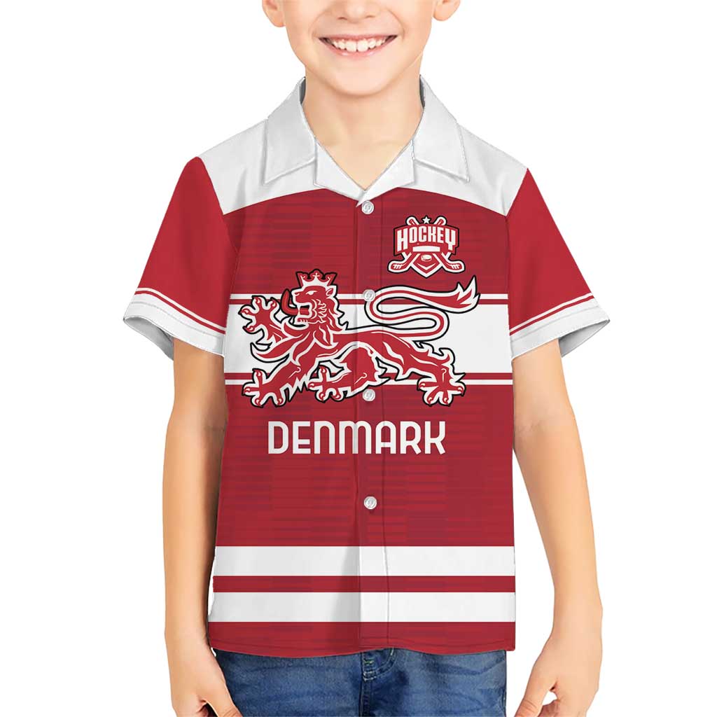 Custom Denmark Hockey Kid Hawaiian Shirt Danish Lions