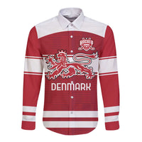 Custom Denmark Hockey Long Sleeve Button Shirt Danish Lions