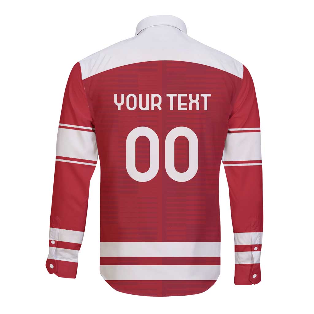 Custom Denmark Hockey Long Sleeve Button Shirt Danish Lions
