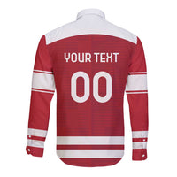 Custom Denmark Hockey Long Sleeve Button Shirt Danish Lions