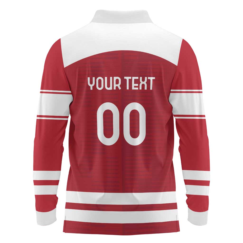 Custom Denmark Hockey Long Sleeve Polo Shirt Danish Lions