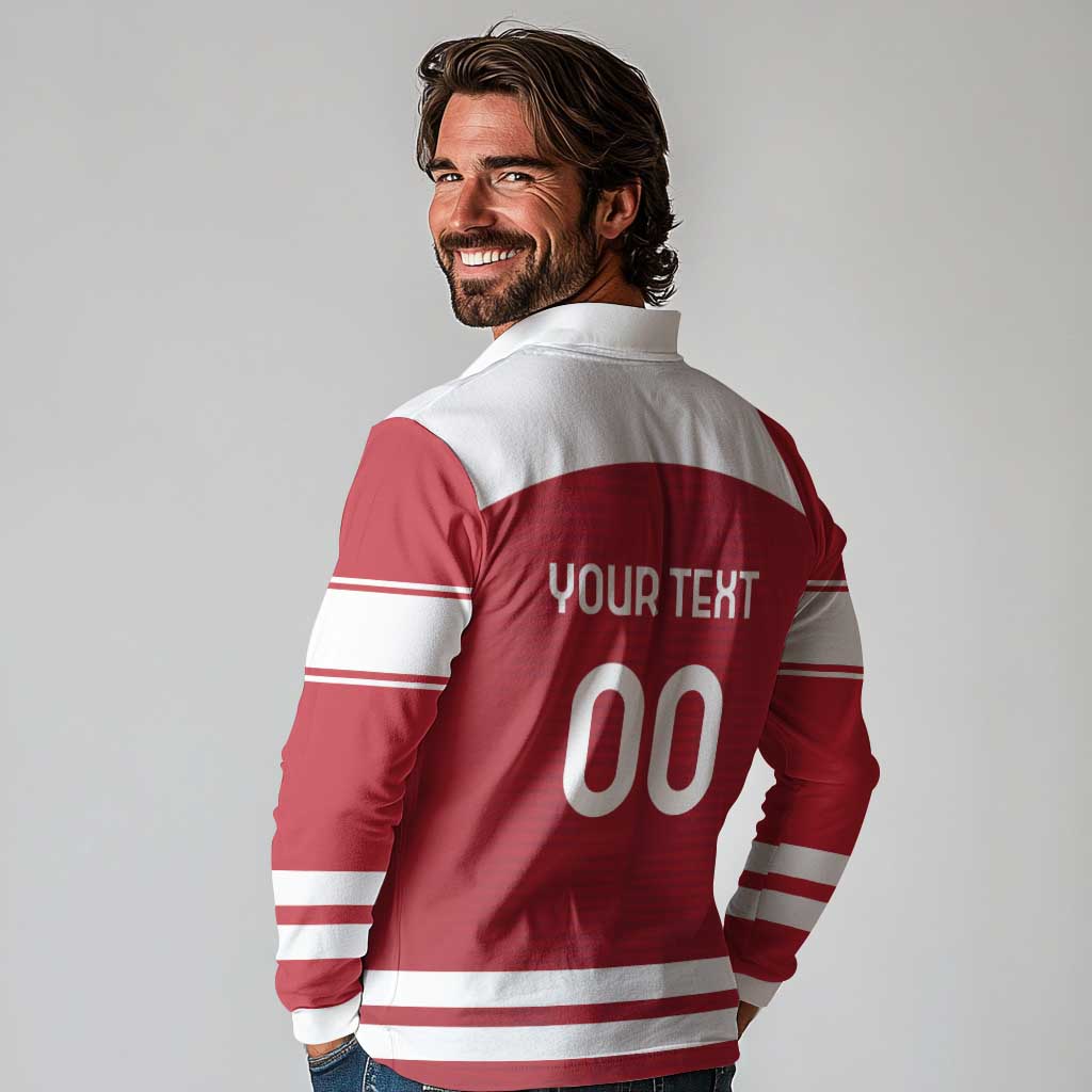 Custom Denmark Hockey Long Sleeve Polo Shirt Danish Lions
