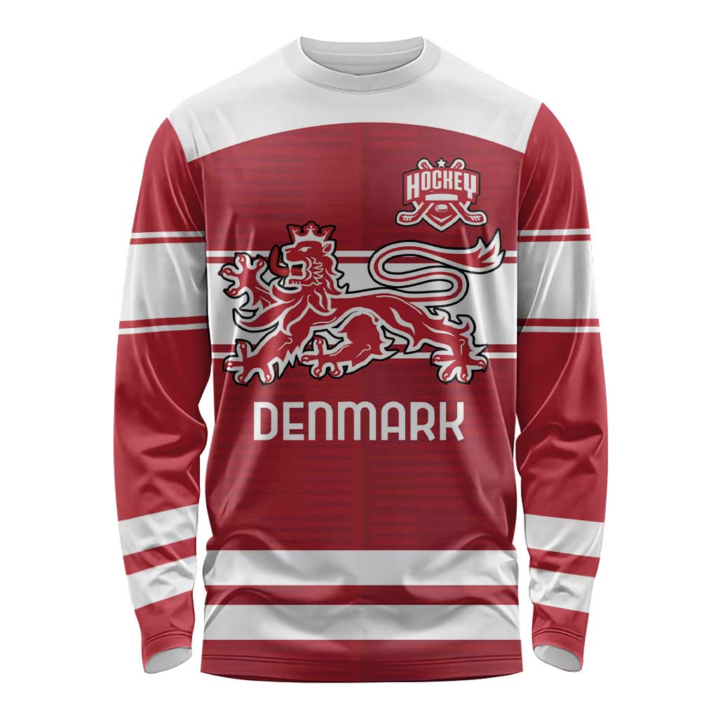 Custom Denmark Hockey Long Sleeve Shirt Danish Lions