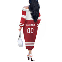 Custom Denmark Hockey Off The Shoulder Long Sleeve Dress Danish Lions