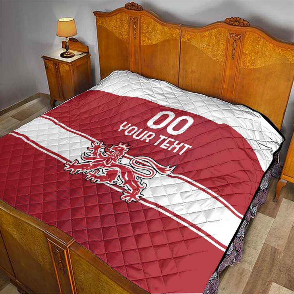 Custom Denmark Hockey Quilt Danish Lions