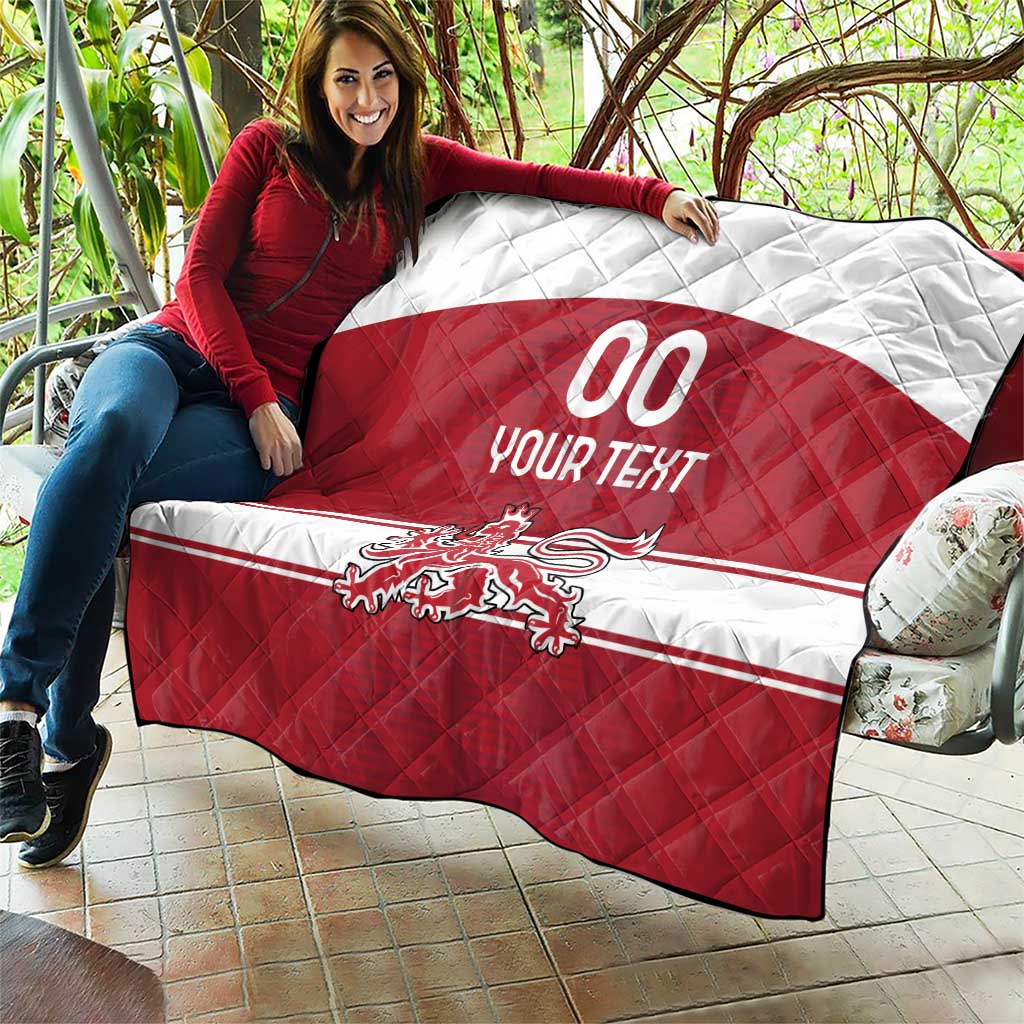 Custom Denmark Hockey Quilt Danish Lions