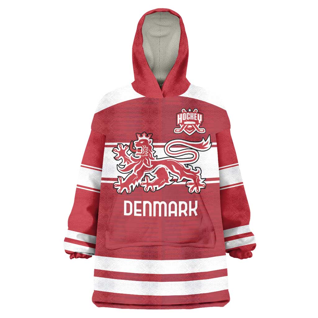 Custom Denmark Hockey Wearable Blanket Hoodie Danish Lions