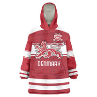Custom Denmark Hockey Wearable Blanket Hoodie Danish Lions