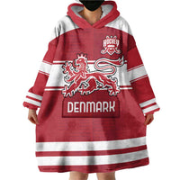 Custom Denmark Hockey Wearable Blanket Hoodie Danish Lions
