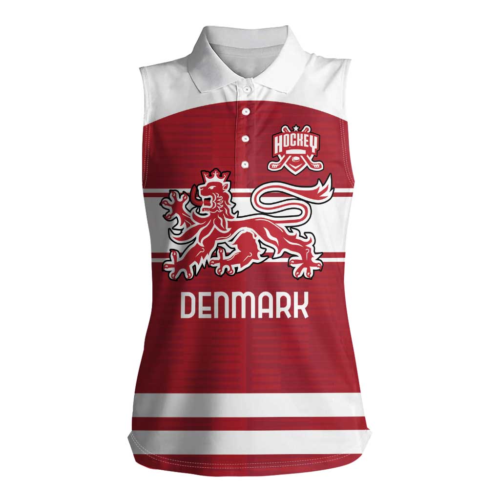 Custom Denmark Hockey Women Sleeveless Polo Shirt Danish Lions
