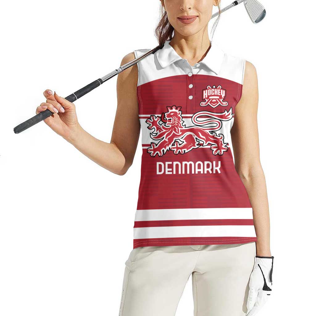 Custom Denmark Hockey Women Sleeveless Polo Shirt Danish Lions