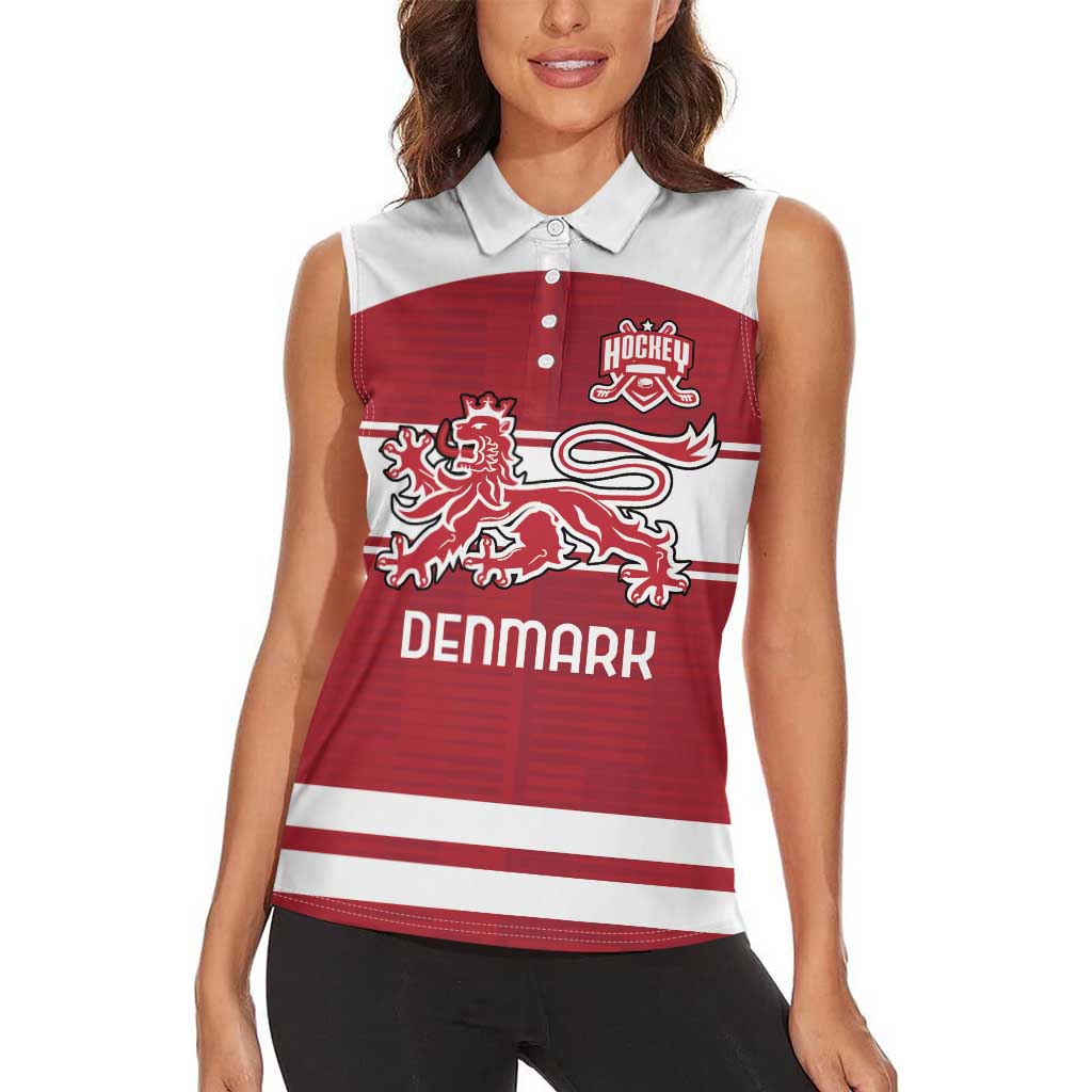 Custom Denmark Hockey Women Sleeveless Polo Shirt Danish Lions