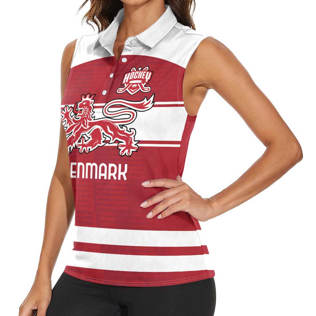 Custom Denmark Hockey Women Sleeveless Polo Shirt Danish Lions