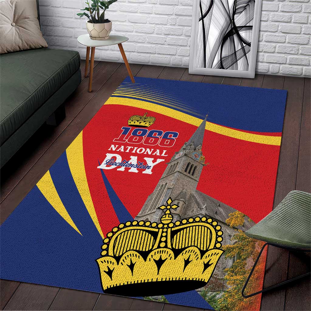 Liechtenstein National Day 1866 Area Rug Gold Crown Vaduz Cathedral