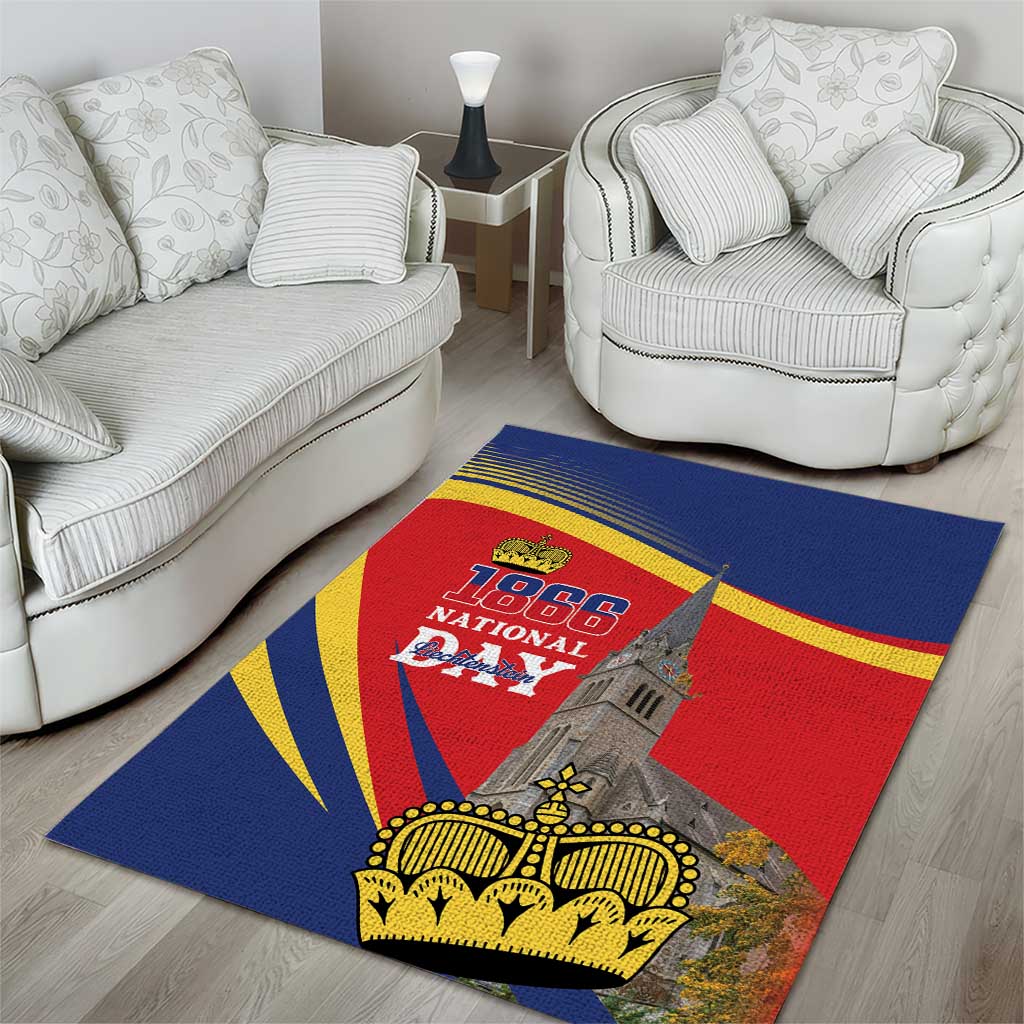 Liechtenstein National Day 1866 Area Rug Gold Crown Vaduz Cathedral