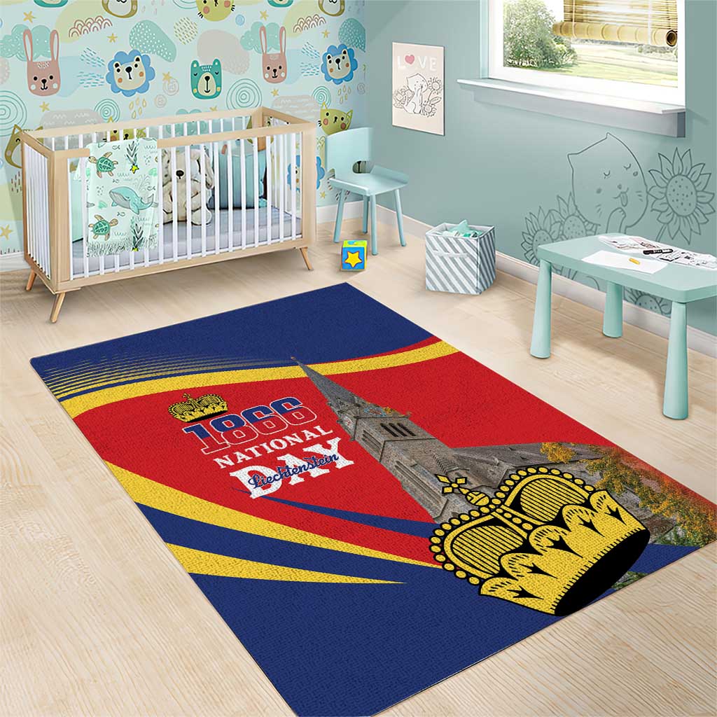Liechtenstein National Day 1866 Area Rug Gold Crown Vaduz Cathedral