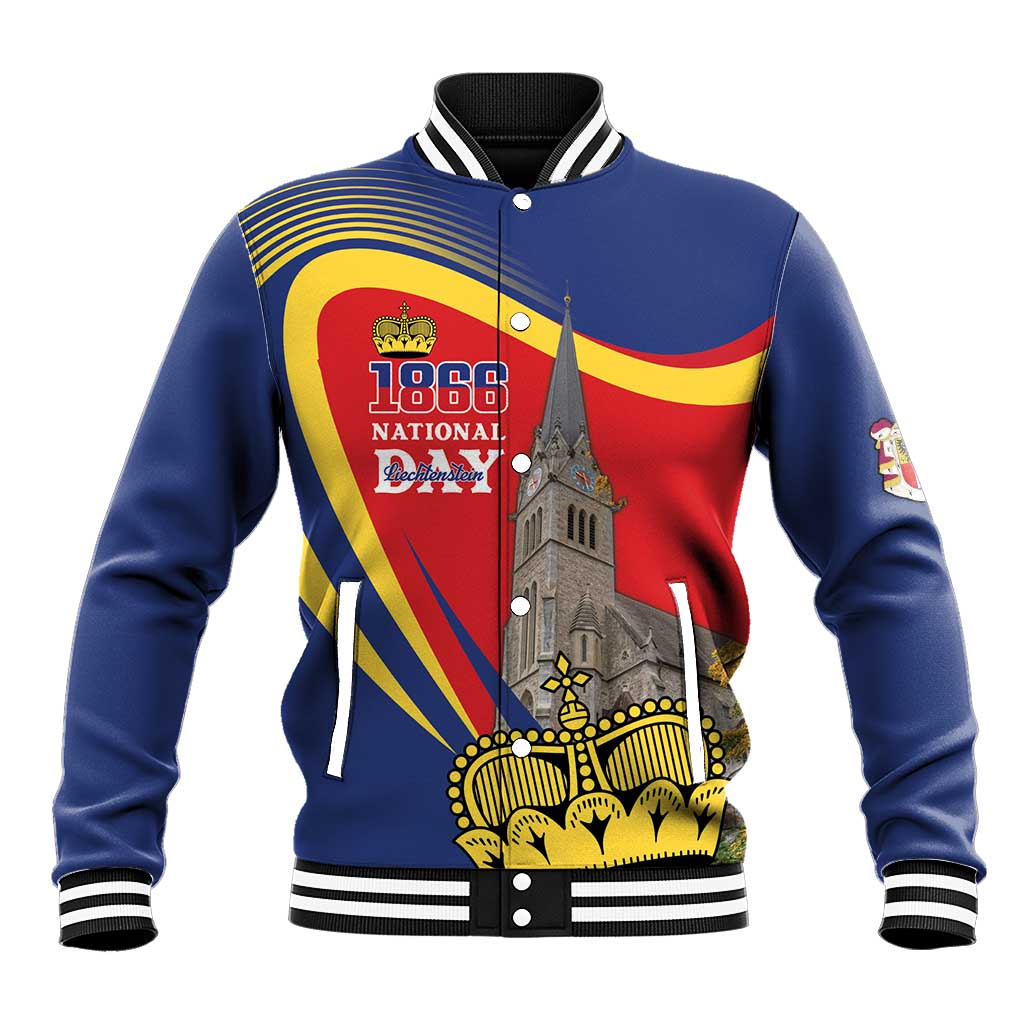 Liechtenstein National Day 1866 Baseball Jacket Gold Crown Vaduz Cathedral