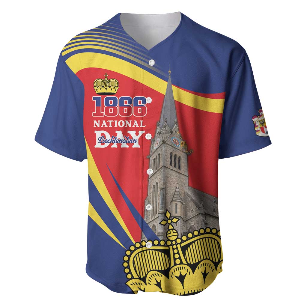 Liechtenstein National Day 1866 Baseball Jersey Gold Crown Vaduz Cathedral