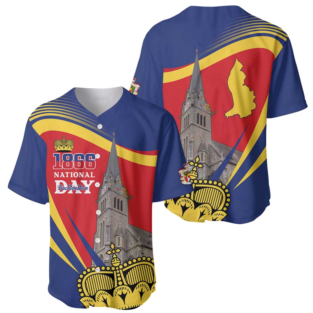 Liechtenstein National Day 1866 Baseball Jersey Gold Crown Vaduz Cathedral