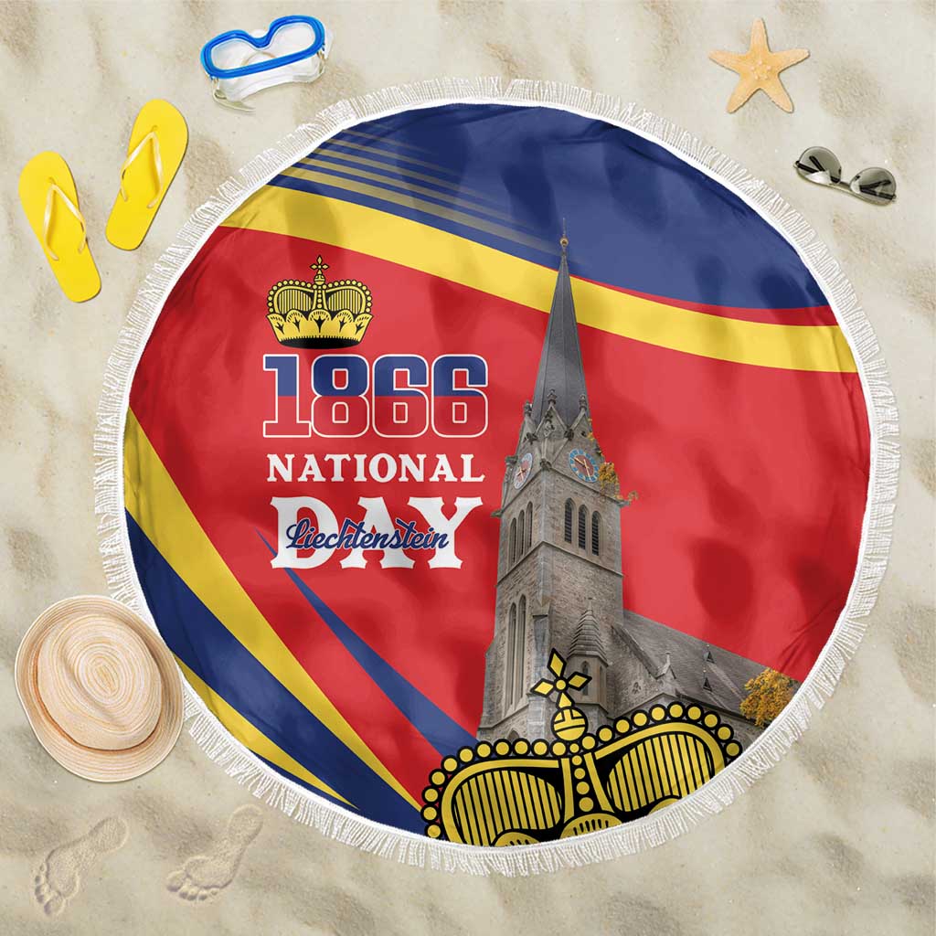 Liechtenstein National Day 1866 Beach Blanket Gold Crown Vaduz Cathedral
