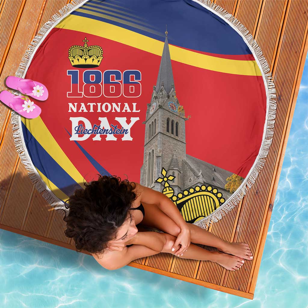 Liechtenstein National Day 1866 Beach Blanket Gold Crown Vaduz Cathedral