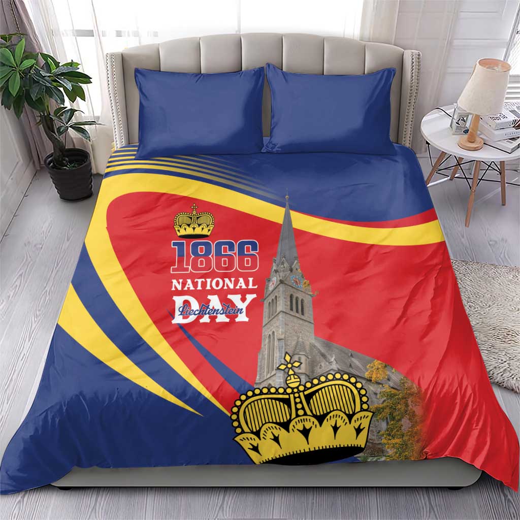 Liechtenstein National Day 1866 Bedding Set Gold Crown Vaduz Cathedral